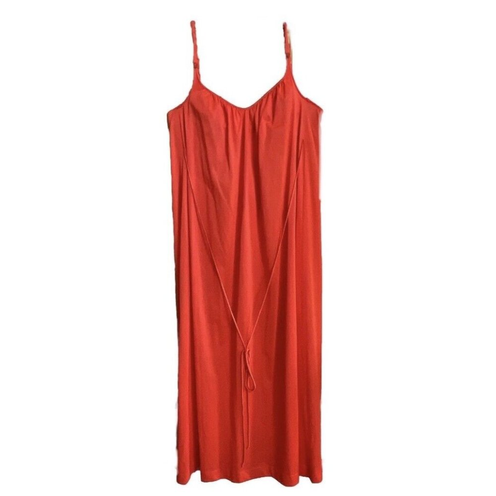 Vintage Vanity Fair Long Nightgown sz 36 Goddess Rare 1960s Orange Coral Nylon